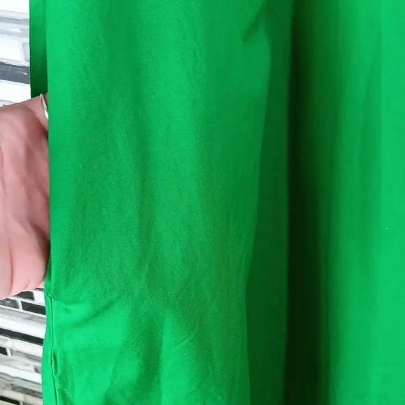 Old Navy Vibrant Kelly Green Midi Dress XL Pockets Back Pleat Casual - Picture 5 of 11